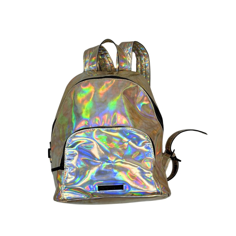 Kendall + Kylie Holographic Mini Backpack Iridescent Silver Rainbow Bag